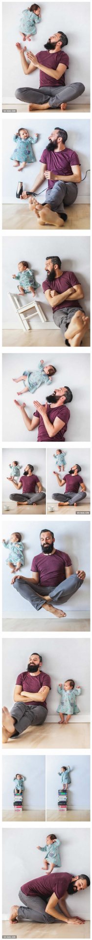 ragecomics4you:  These Cute Pictures Of Dad And His Newborn Daughter Are Created