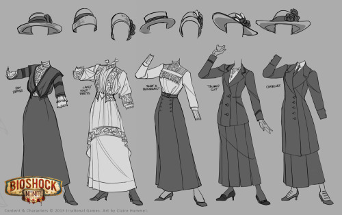 saveroomminibar:  Bioshock Infinite. The Lutece Twins.by Claire Hummel. shoomlah:  More of my vis dev work for Bioshock: Infinite! (You can see my concepts for young Liz over yonder in this post) Sooo I also got to work on designing Robert and Rosalind,