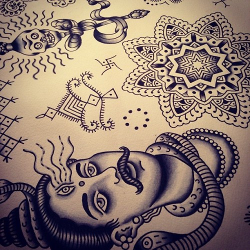 matt chahal | Indian flash sheet #indian #india #tattoo #...