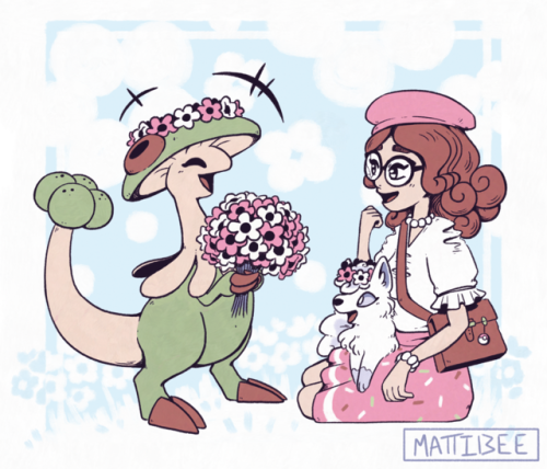 mattibee-portfolio:Flat Trainer Commission done for @xitrie of them and two lovely flower friends!