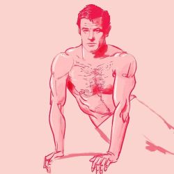 egorodriguez:Old school beefcake body study. Brad Davis #egorodriguez #illustration #drawing #braddavis #beefcake #instaartwork #pink #maledrawing #sketchdaily #instart