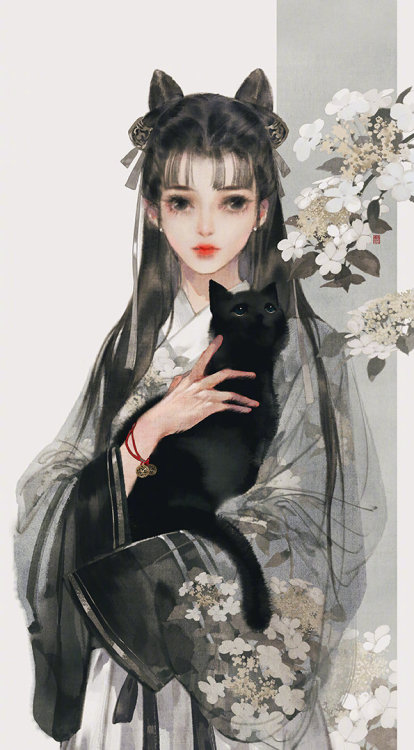 美人画 (3/?)Paintings of beauties in traditional Chinese hanfu, Part 3 (Part 1/2/4) by Chinese artist 伊