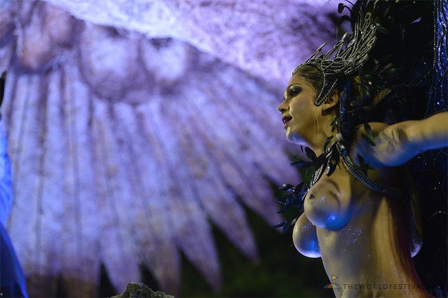  Rio Carnival Brazil 2014, via The World Festival.  A dancer from the Grande Rio