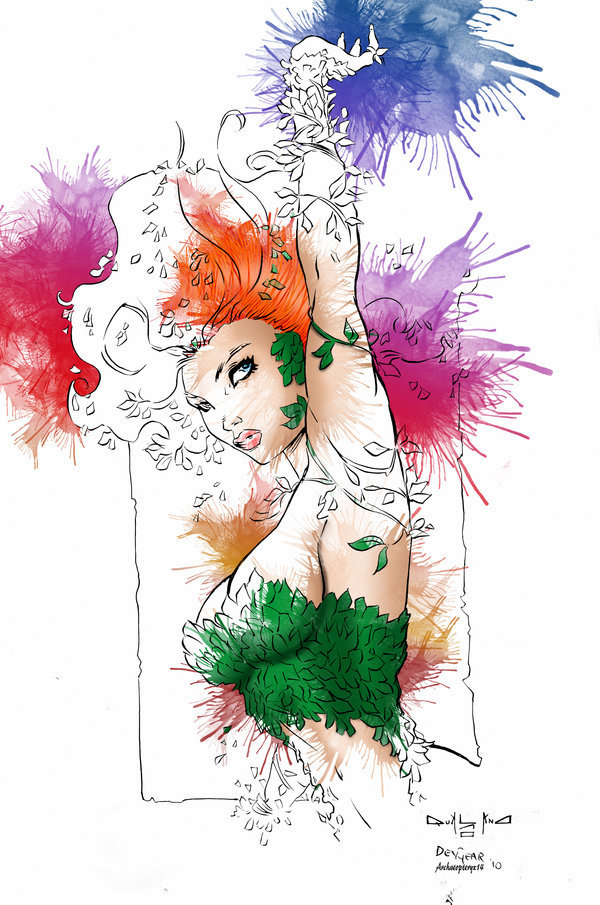 fyeahpoisonivy:  [Image: A black and white line drawing that has several splashes