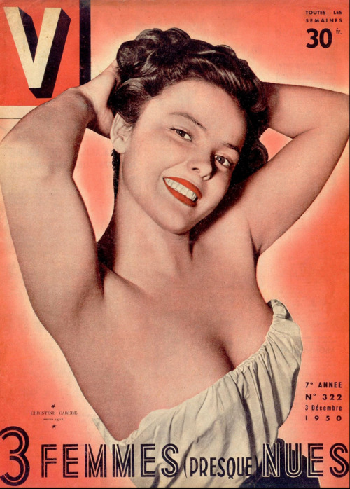 gentlemanlosergentlemanjunkie:Christine Carere on the cover of V magazine, December 3, 1950.