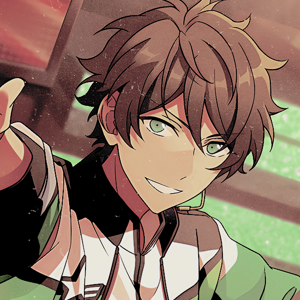 607x607 icon of card "Meteors and My True Feelings" featuring character Takamine Midori from Ensemble Stars! Edited with a green colouring PSD (Venus by Lu & unknown other) and complimented by a dust texture.