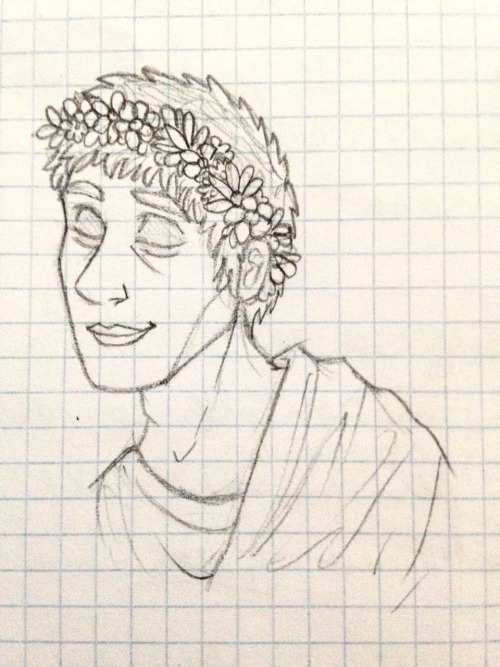 things-chelidon-draws:I drew Vergilius with flower crowns while waiting for my turn to come