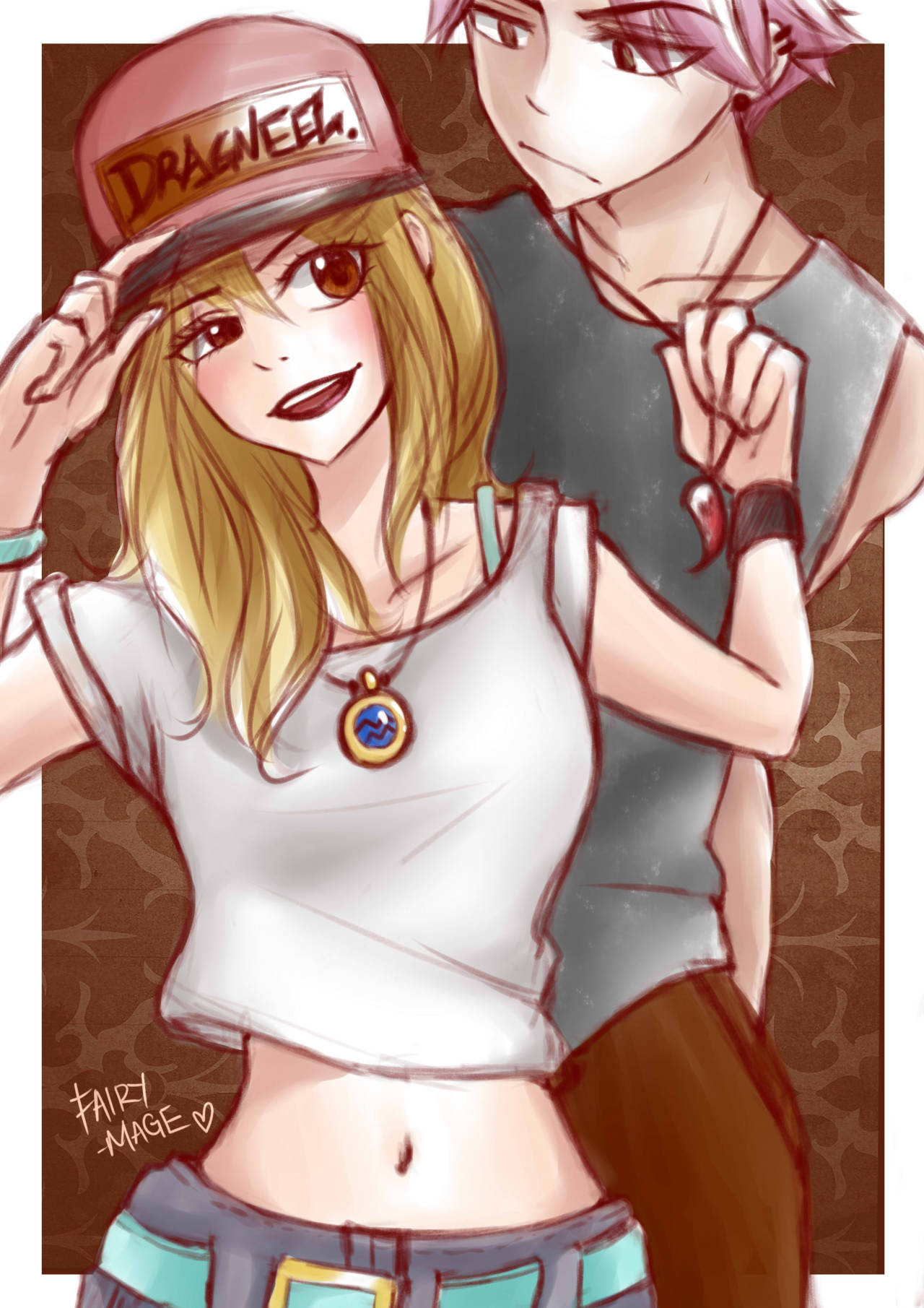fairy-mage:  Hipster Natsu and Lucy! I’m really bad at imagining and drawing outfits