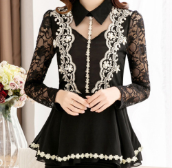 tbdresslove:  lace hollow blouse==> hereback