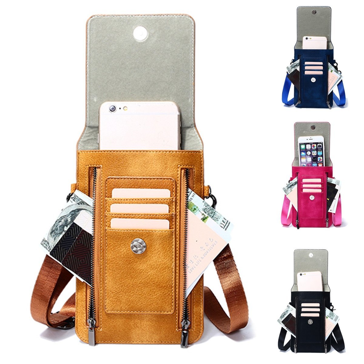 Ihellofebruary Women PU Leather Clutch Bag Card Bag Phone Bag 