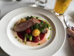 Duck breast with chilli-raspberry sauce and asparagus by alettaoceanxxxx_