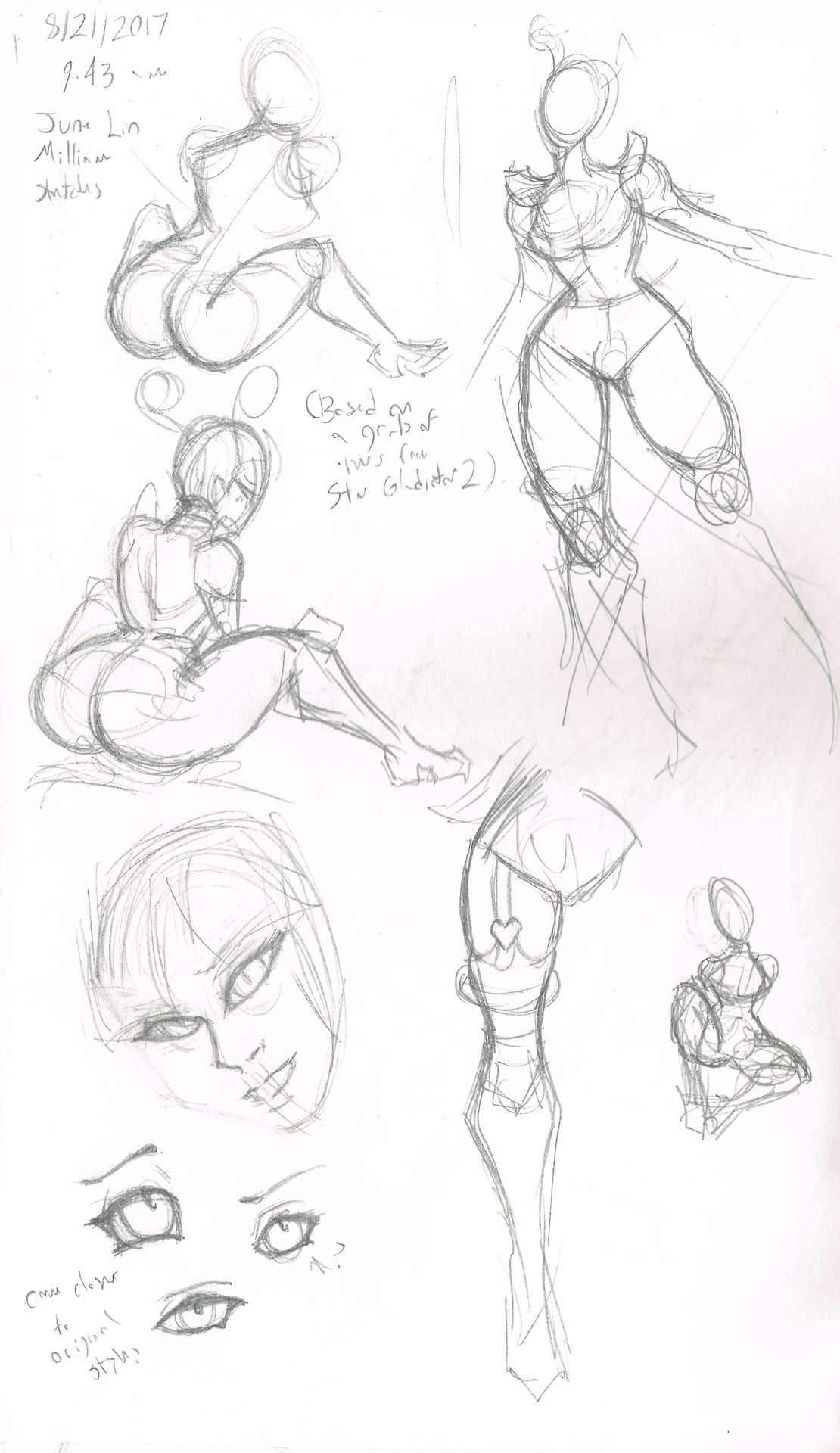 armiv-nsfw:  Some assorted roughs, feat. me as a waifu, June (Star Gladiator) roughs,