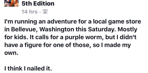 ahsokasbutt: I love you, random guy from the 5e Facebook group, and I love your homemade purple worm