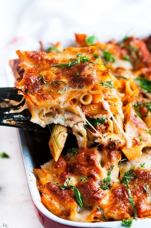 Penne Spinach Lasagna Bake