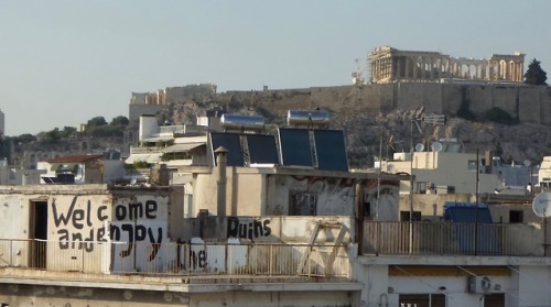 Welcome and enjoy the Ruins, Athens, Greece.  View from The National Museum of Contemporary Art in A