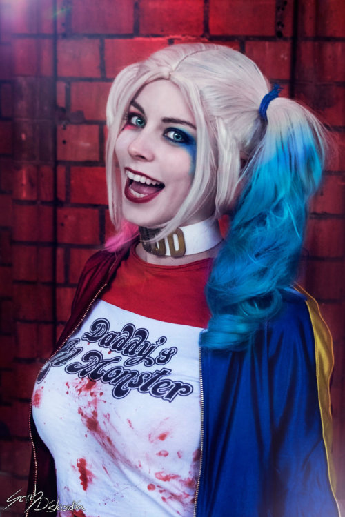 cosplayfanatics:Harley Quinn Suicide Squad III by SarahDiskordia  What happened to my shirt? Oh, you