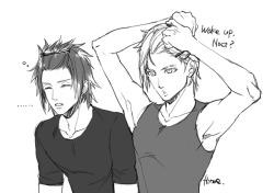 hinoe-0:  doodle: Before washing their faces in the morning…