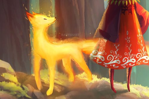 raiffiesart:Fire Fox ~Background: @raidesart | Characters: @leffiesart​ I hope you like this piece t