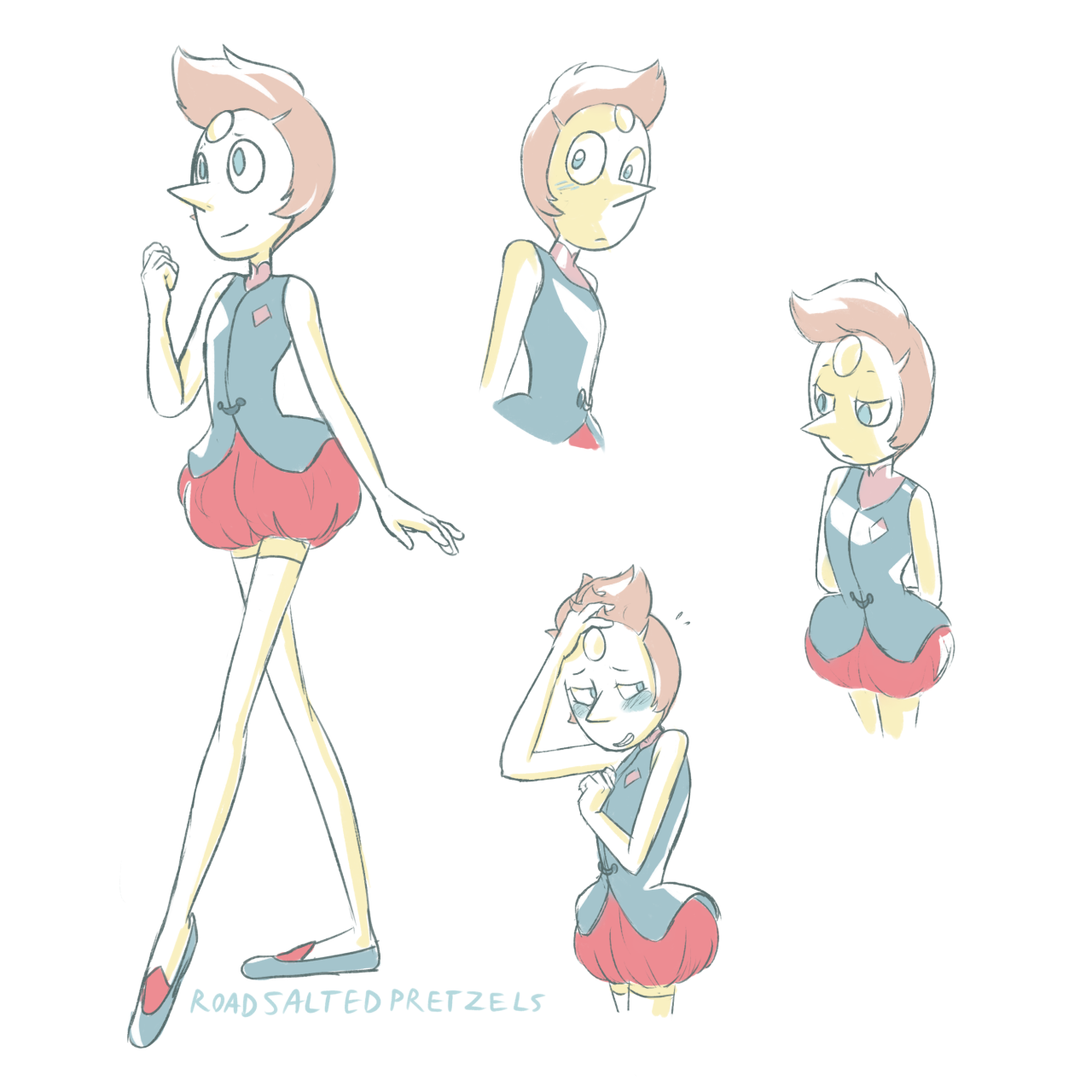 roadsaltedpretzels:  Drew some PorlsI really love the outfit and hairstyle Pearl