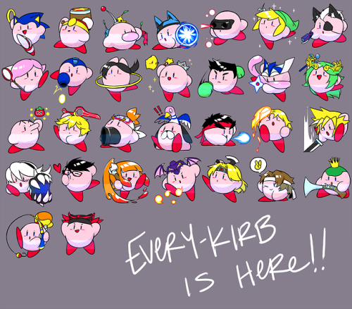 shunao:Every-Kirb is HERE!!It’s Kirby!! … as the whole Super Smash Bros. Ultimate roster!! Pick one 