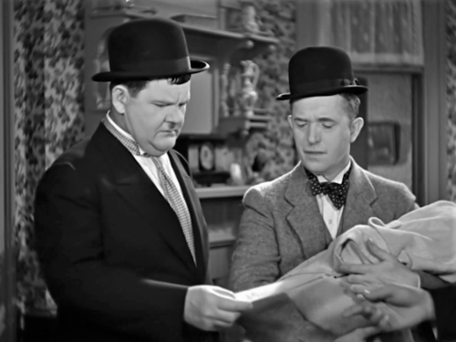Laurel & Hardy in 1932′s Their First Mistake (2 of 4). Now it is time for Stan to perform his sy