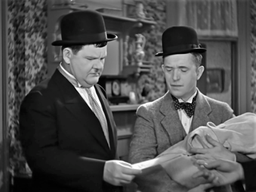 Laurel &amp; Hardy in 1932′s Their First Mistake (2 of 4). Now it is time for Stan to perf