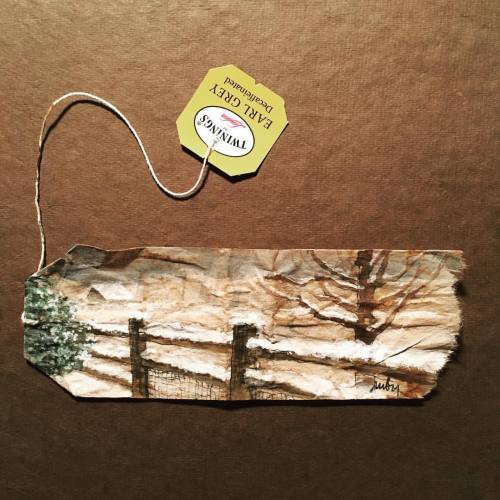 363 days of tea. Day 345. #imdreamingofit #whitechristmas #recycled #teabag #art