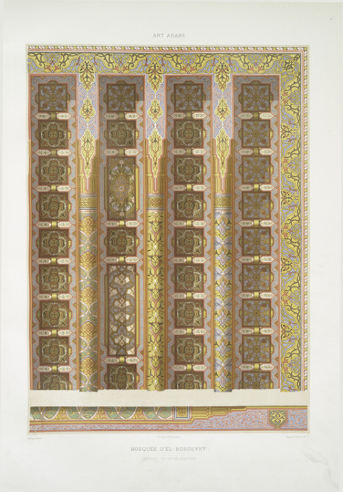 Prisse d'Avennes, détails of the large ceiling, Mosquée d'El-Bordeyny, 1877. Via NYPL