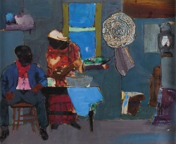 thunderstruck9:Romare Bearden (American, 1911-1988), Evening Meal, 1984. Paper and aluminum collage on Masonite, 10 x 12 in.