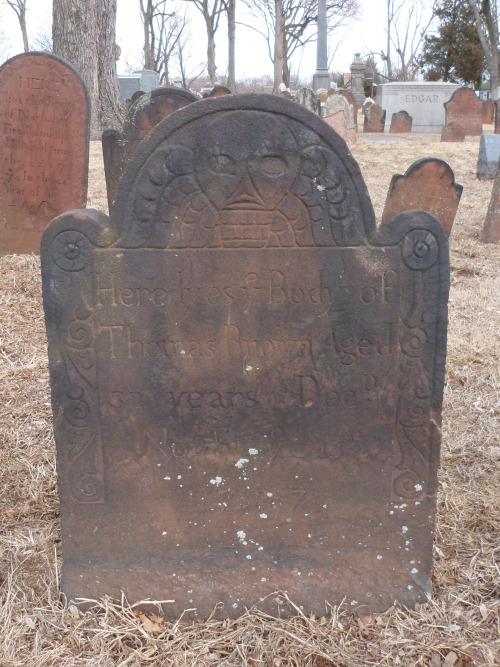 The graves of Esther Brown, Thomas Edgar, Robart Hude Esq, David Stewart, Mary Pierson, (illegible) 