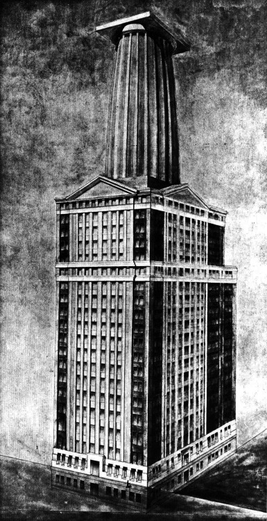 archiveofaffinities:Mathew L. Freeman, Entry to the Chicago Tribune Tower Competition, 1922