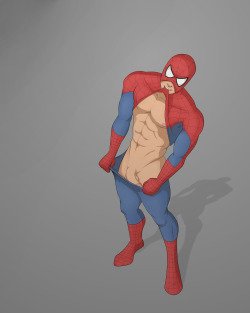 drawingsdrawer:  drawingsdrawer:  Another one done! =) I’ve tried some new things coloring Spidey, like the water tool for highlights and bluring the shadow lines… I think it worked OK. I’ve also done some post production on gimp with a layer of
