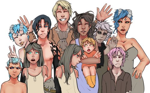 Omg, too much people, i’m dying with colouring ToT They are all new ocs except the blond tall guy-> http://ikebanakatsu.tumblr.com/image/50682405302 I’m writing the story of this family on a blogspot, I hope I can post the link here with