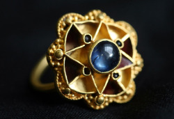 mediumaevum:  The York ring discovered in 2009  Sapphire jewelry was rare in medieval England. Sapphires were reserved for royalty, upper nobility or high-ranking clergy and were said to hold magical protective powers, especially against poison.  