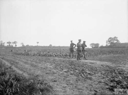 The Battle of Gheluvelt 29-31 October 1914. The 2nd Battalion, Scots Guards preparing for a reconnai