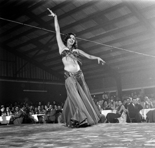 vintagegal:  Egyptian belly dancer and actress Samia Gamal opening In Dallas, 1952 