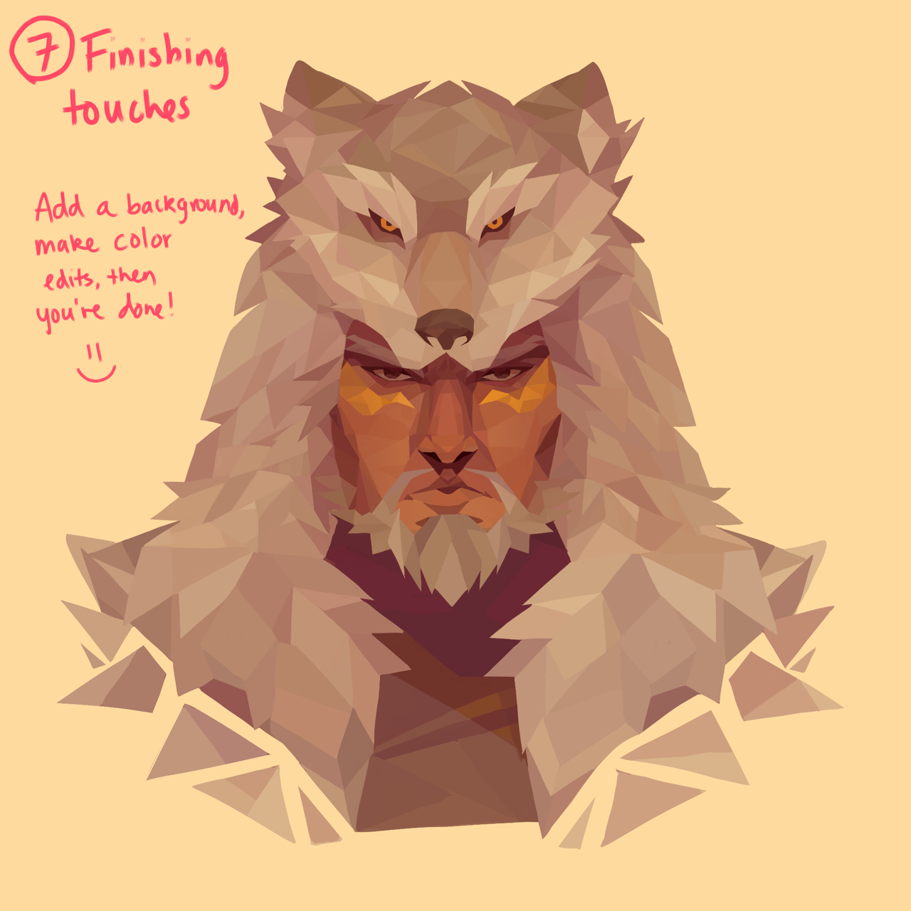 crotah:here’s a tutorial for those who were curious about how I do low-poly art!