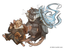 dr-felici:Two of the playable folks in my PnP. Fur people of course! Shifty rodents (Kiih) and tough wolfs (Koiranis).