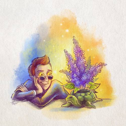 Someone gave Crowley a new plant.Happy glorious 25th of May!