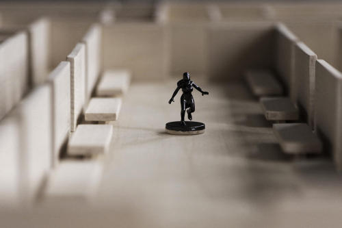 worclip:  Labyrinth Table (2015) by Benjamin Nordsmark  The Labyrinth Table was created to show how a well known object like a table can be given an extra dimension by creating a small universe inside of it. The labyrinth consist of several walls under