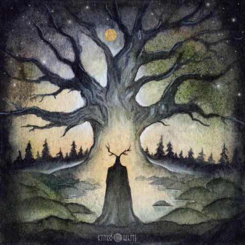 kinko-white:The Forest GuardianWatercolors and ink