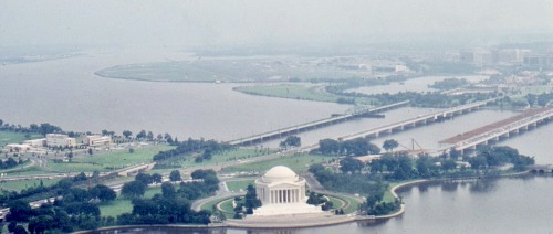 View Southeast Across the Jefferson Memorial and Potomac River to National Airport (DCA) From Washin