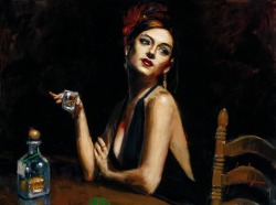 wicked-naughty-diva:  artisticdepiction:  Fabian Perez, http://fabianperez.com The Singer with Tequila Glass Marissa at the Bar Blue Rabbit Saba Sources: Ottens, Fine Art America  (via TumbleOn ) 