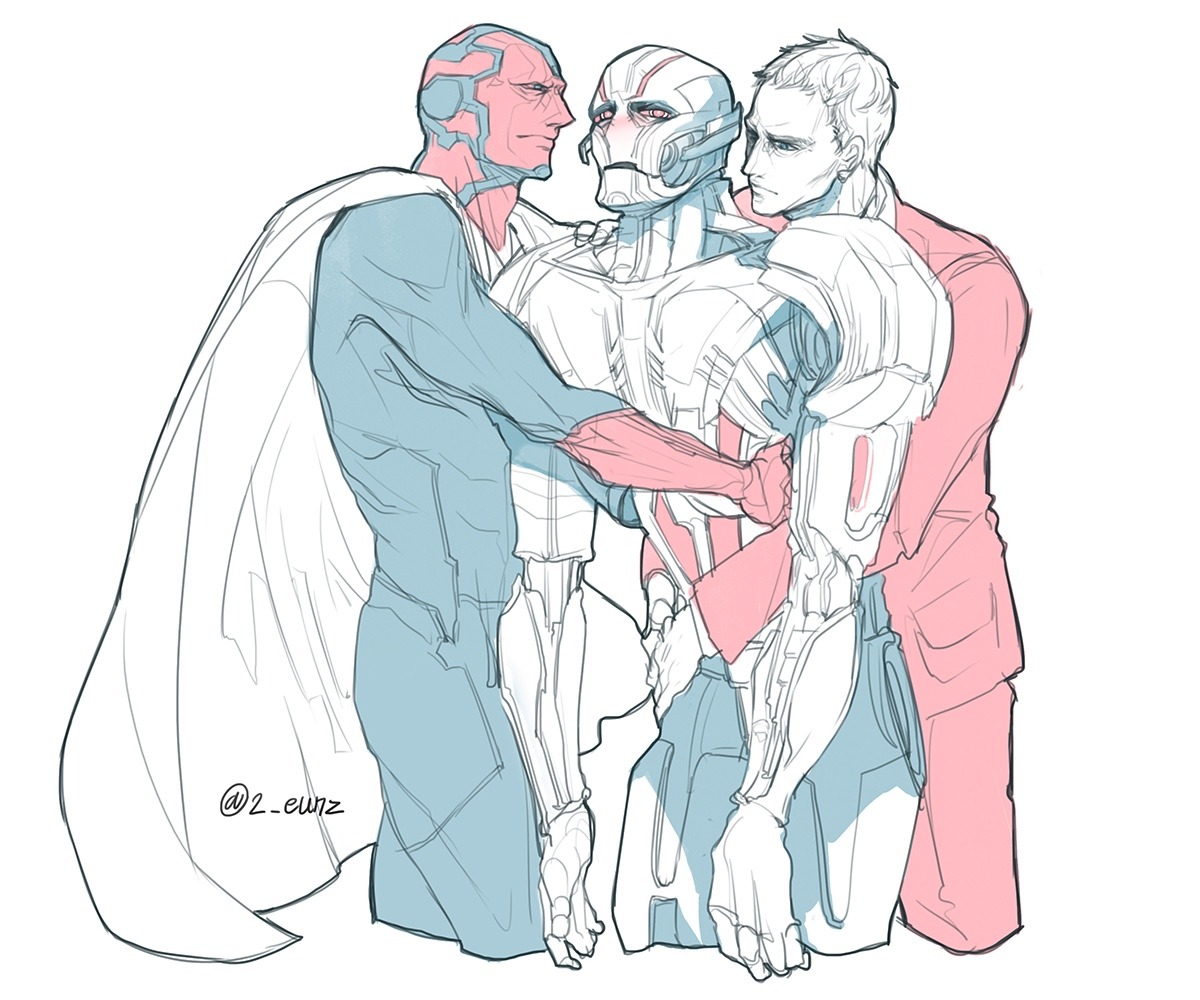 hwang-cheol:  Vision &amp; Ultron &amp; Jarvis 