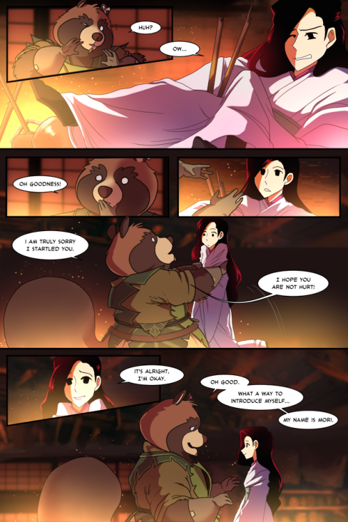 Daemons Venatus S1: Chapter 5 Pages 32 - 37 Akari Meets Mori the Blacksmith - Comic art @aarspi, Mor