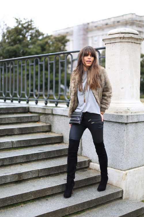 the-fashion-alba: Fashion blogger Jessie Chanes from seams for a desire in Bershka thigh high boots