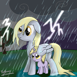 reijana:  Derpy and Dinky in the Rain  Aww