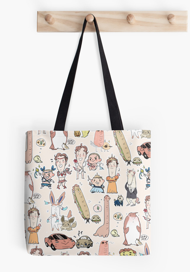RedBubble added tote bags!! With all-over printing!! So I messed around and made