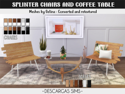 Splinter Chairs And Coffee Table-Meshes by Gelina - Converted and retextured-3 items:▪ Splinter Chai