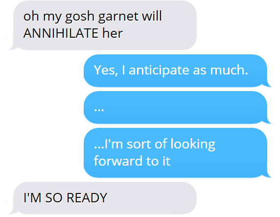 textsbetweengems:  On the outside they’re all like “Be civil, Peridot” but